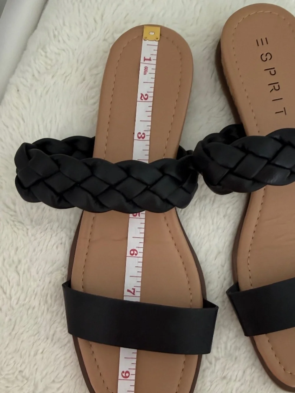 Esprit Dansel Black Double Strap Cork Wedge Slide Sandals Platform Shoes 8M NWOB